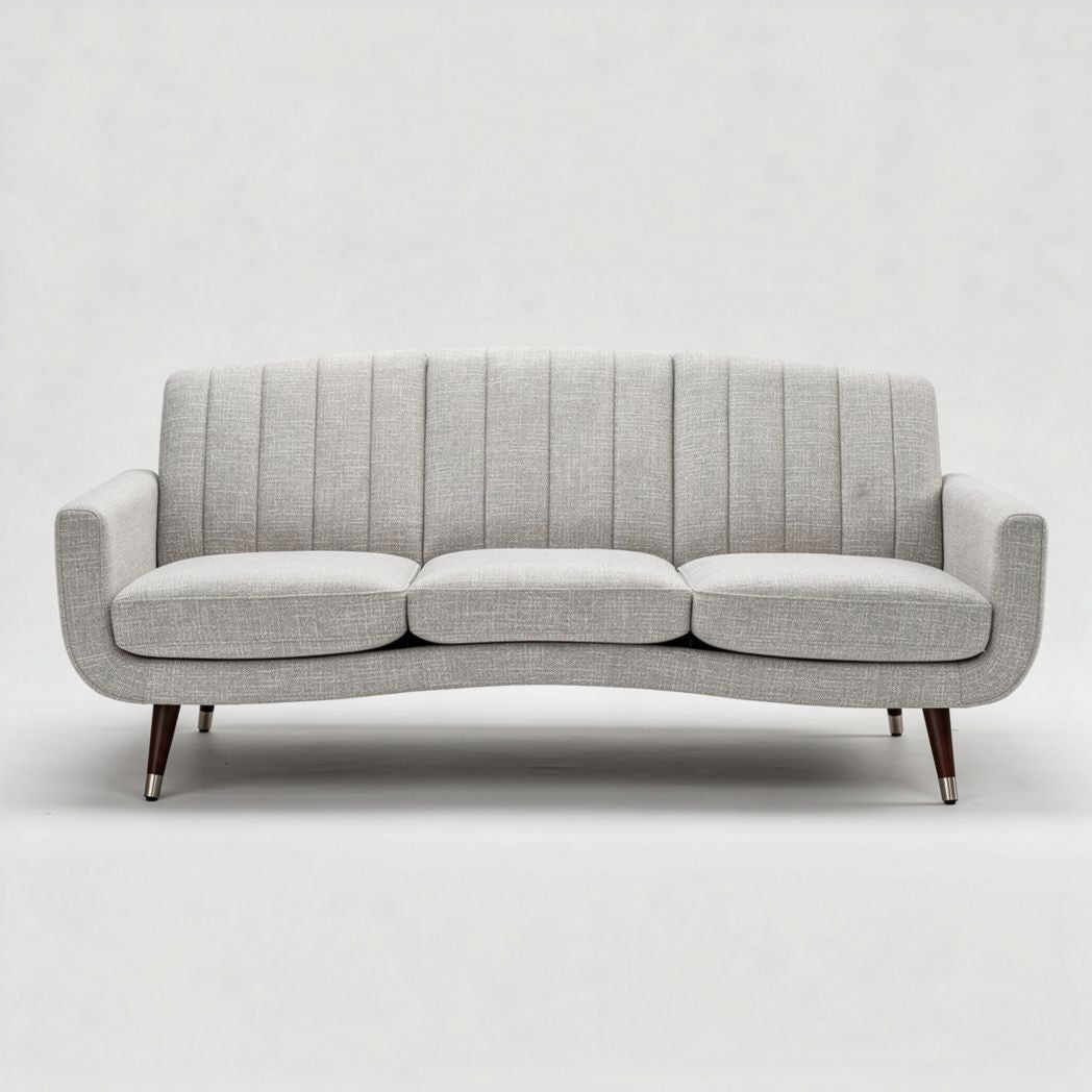 Divano grigio in tessuto dimensioni 200 x 85 x 75cm per soggiorno moderno