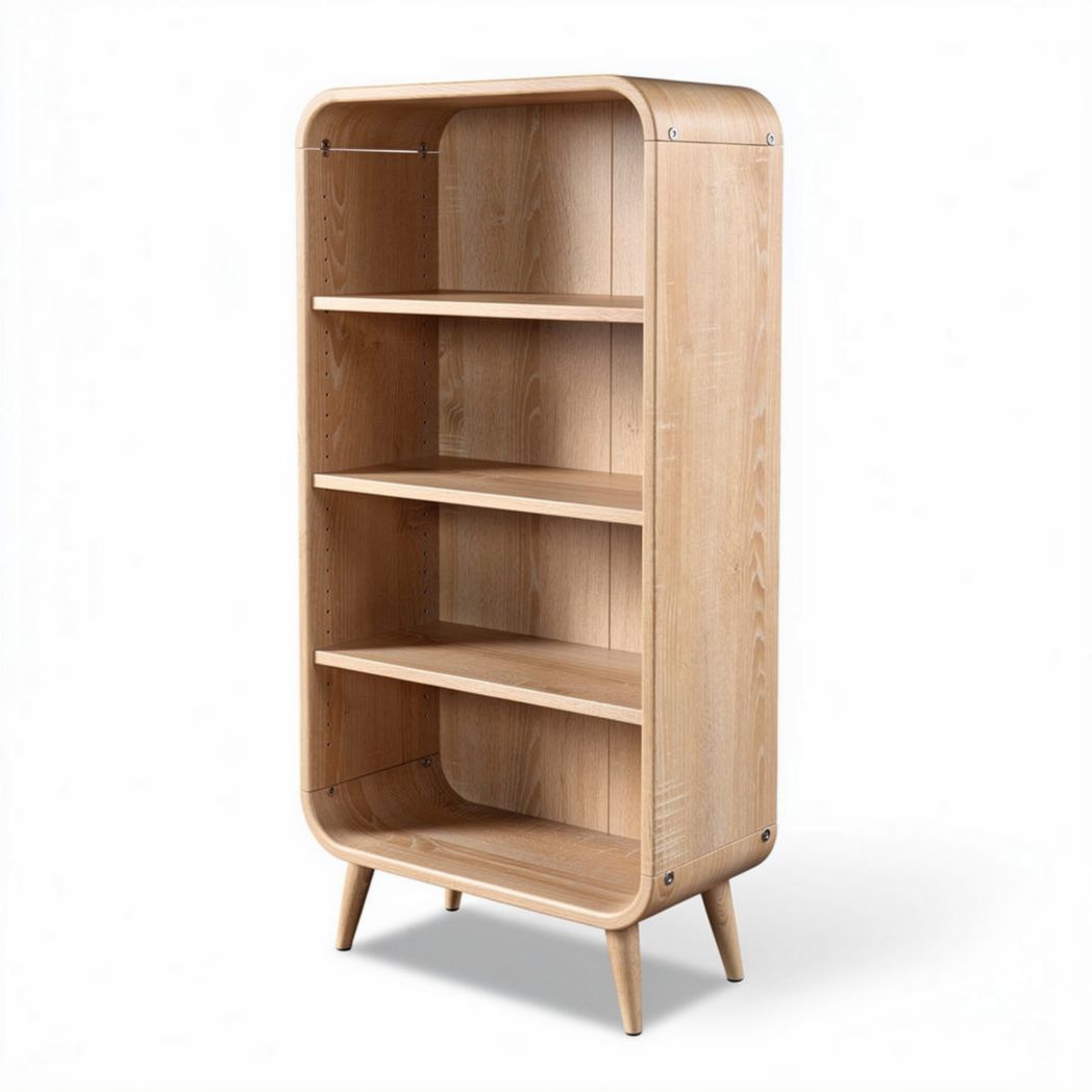 Mobile libreria in legno chiaro 50 x 30 x 120cm con 4 ripiani