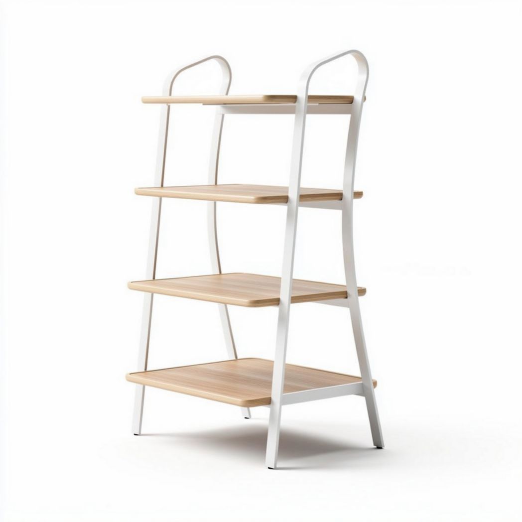 Scaffale in metallo bianco e legno 4 ripiani dimensioni 80 x 40 x 120 cm
