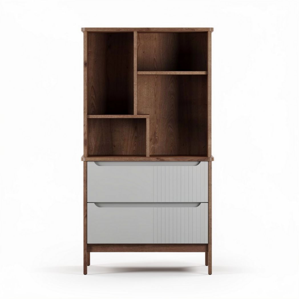 Mobile contenitore in legno con ante e cassetti grigi 80 x 40 x 150cm
