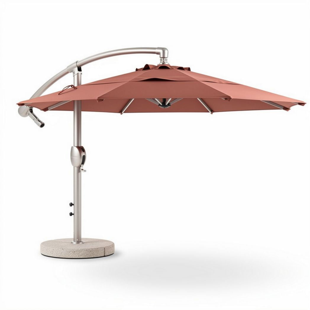 ombrellone da giardino con palo laterale in alluminio 300 x 300 x 250 cm colore terracotta