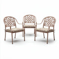 Sedie da giardino in metallo resistente con cuscini beige 45 x 45 x 85cm