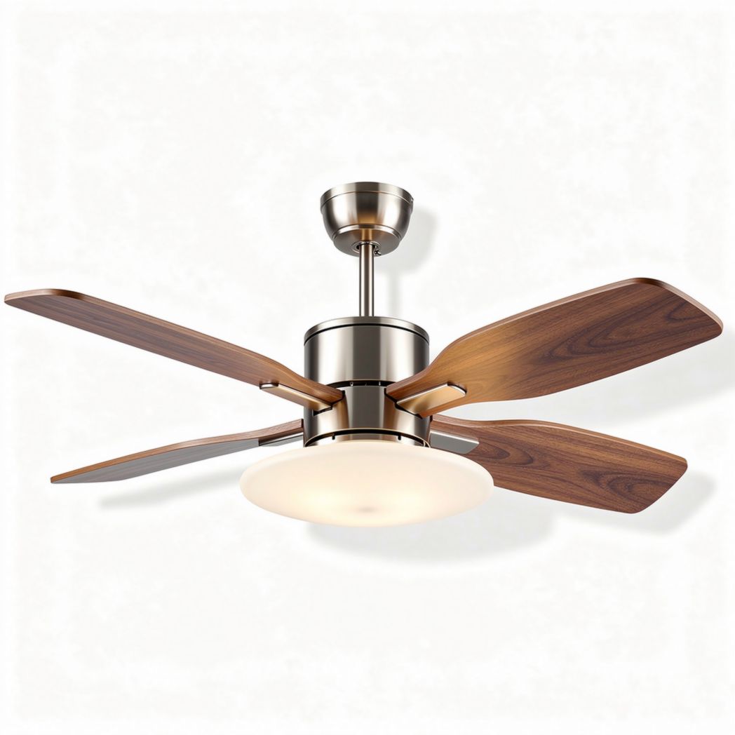 Ventilatore da soffitto in metallo e legno con luce 80 x 80 x 30cm