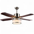 Ventilatore a soffitto con luce integrata in metallo cromato e legno 120 x 120 x 40cm
